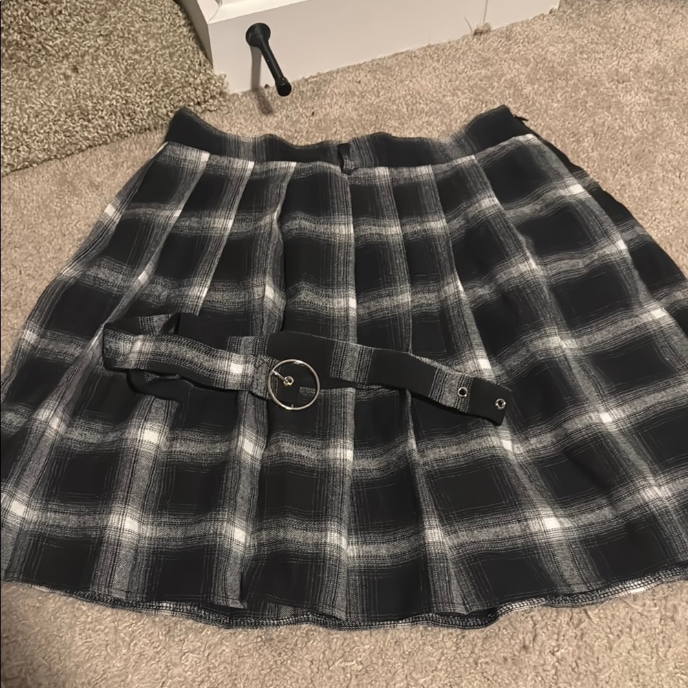 Plaid Black and White Skirt